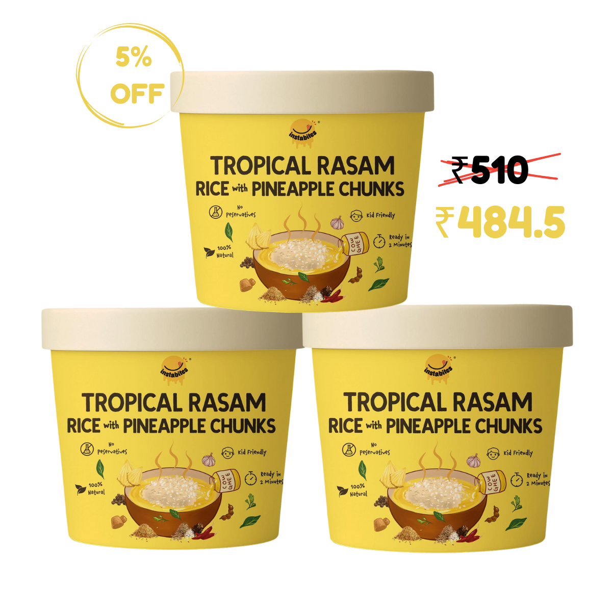 Tropical Rasam Rice with Pineapple Chunks